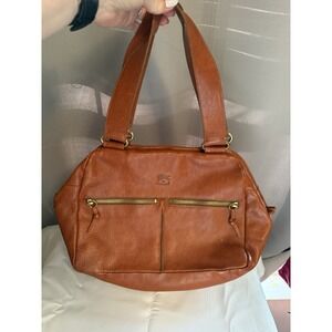 Il Bisonte Genuine Leather Shoulder Bag Tote Purse Handbag Brown Camel Italy